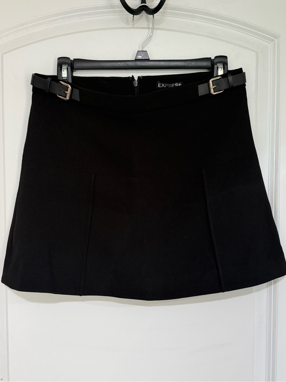 Express Black Mini Skirt with Buckle-Strap Waist